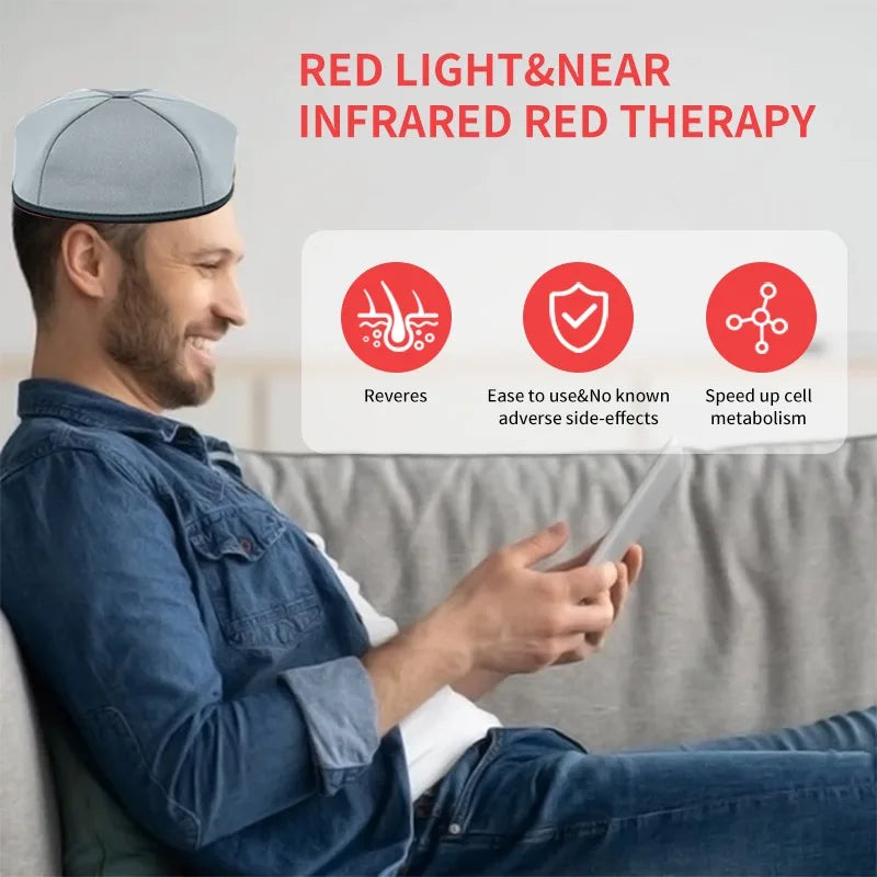 Infrared And Red Light Therapy Hair Growth Cap LED Treatment Helmet Black