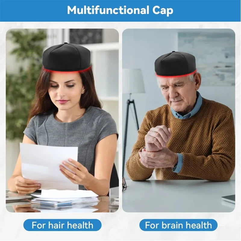 Infrared And Red Light Therapy Hair Growth Cap LED Treatment Helmet Black