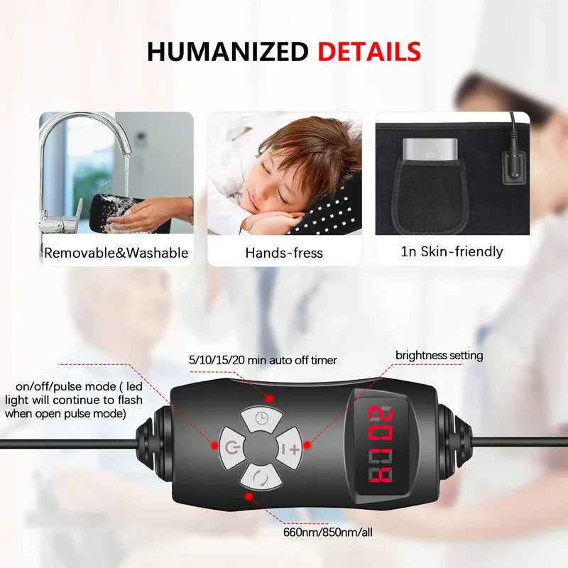 NNEOBA Infrared LED Red Light Therapy Belt Black