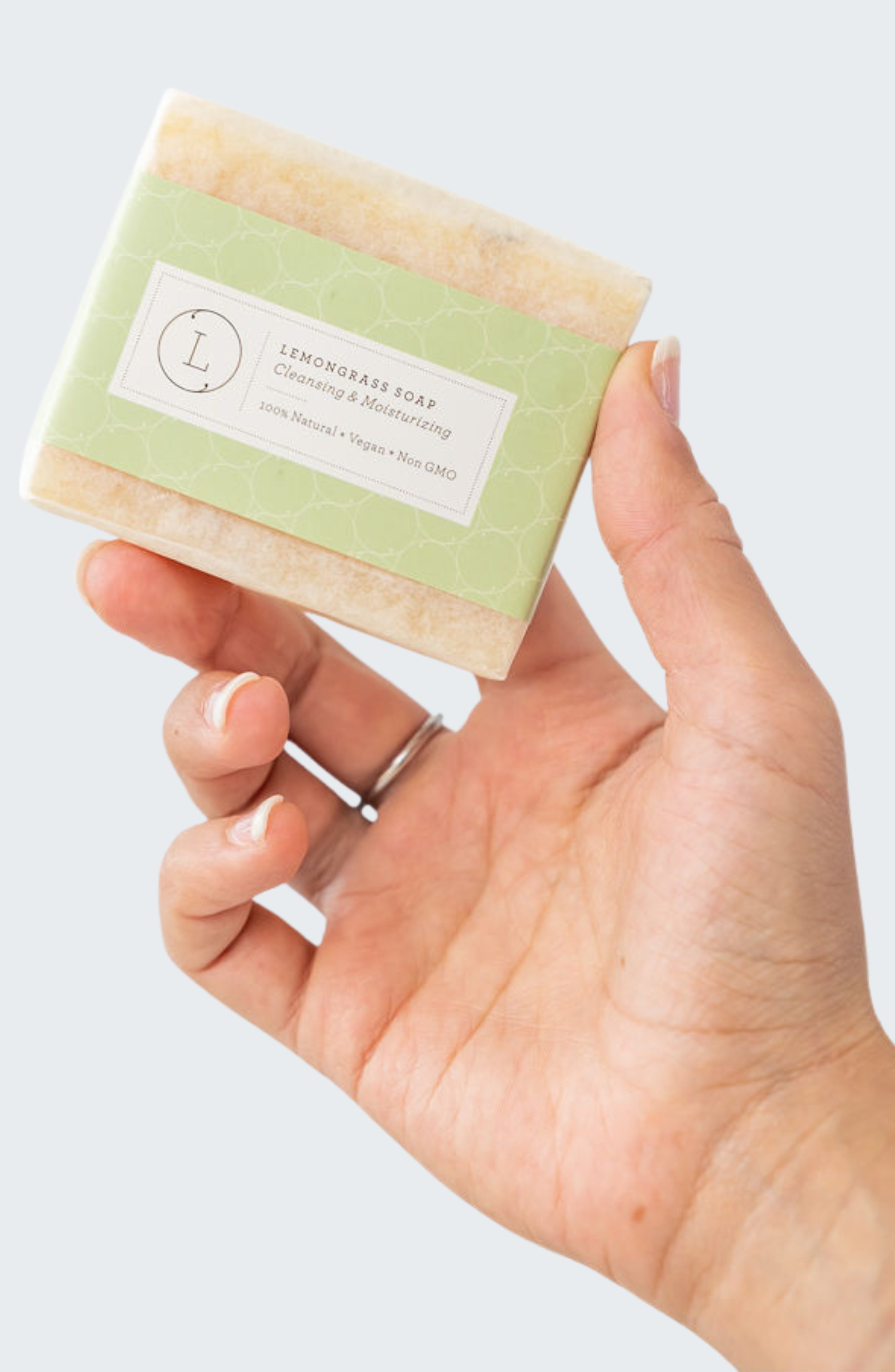 2 x Lemongrass Natural Soap Bar, Handmade Body Soap Gift